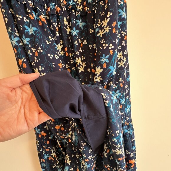 Gap Dark Blue Floral Print Sleeveless Maxi Dress - Picture 4 of 6